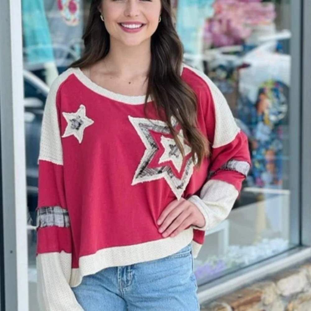 Women’s Red Star Patch Long Sleeve Top